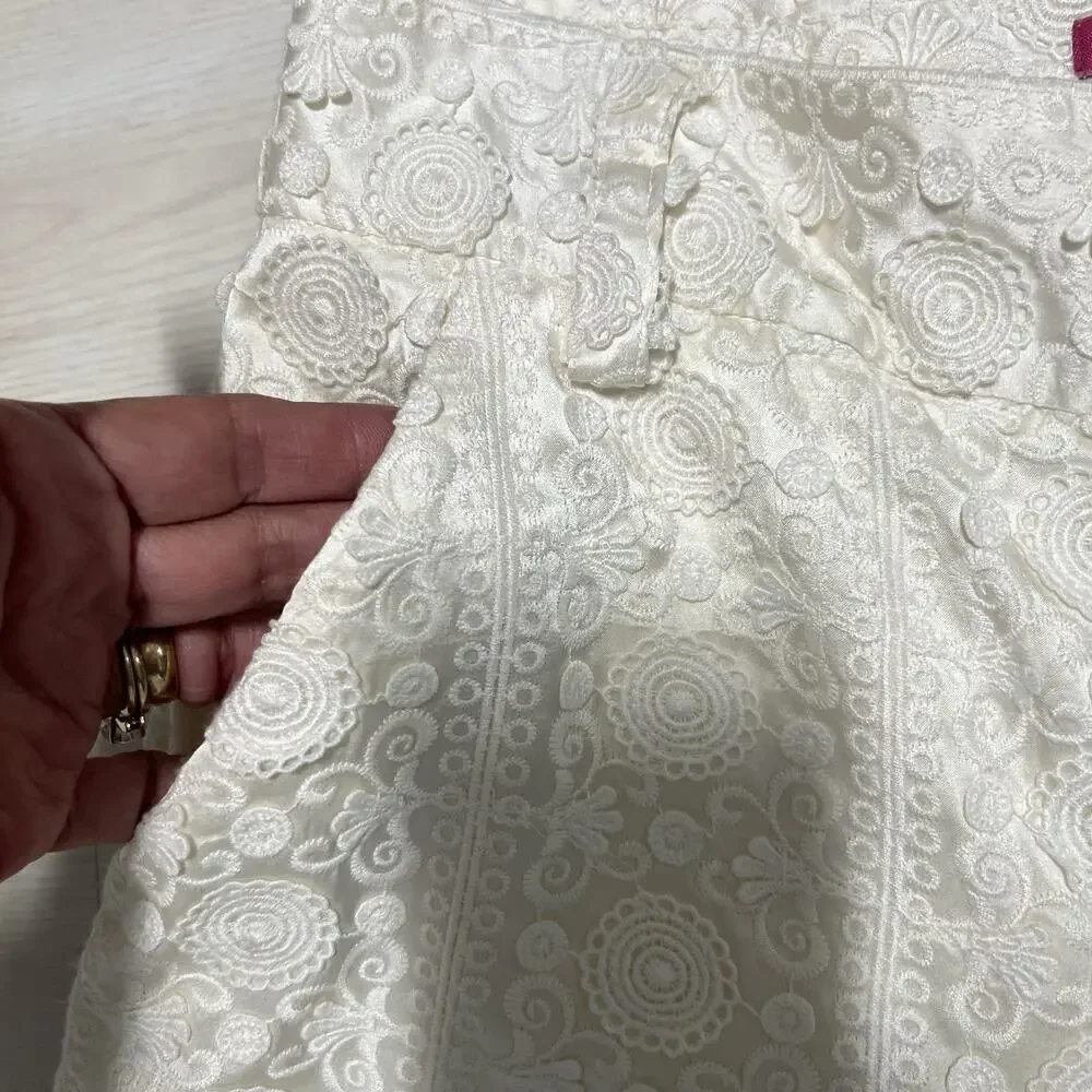 NWT Alice + Olivia Silk Lace Lined Shorts Size 6 Paula Ivory Bridal Bachelorette - Picture 2 of 14